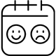 calendar icon with happy and sad faces representing emotions related to 12 day period