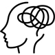 illustration of a human head silhouette with a tangled brain concept representing mental processes and thought complexity related to 11 key insights